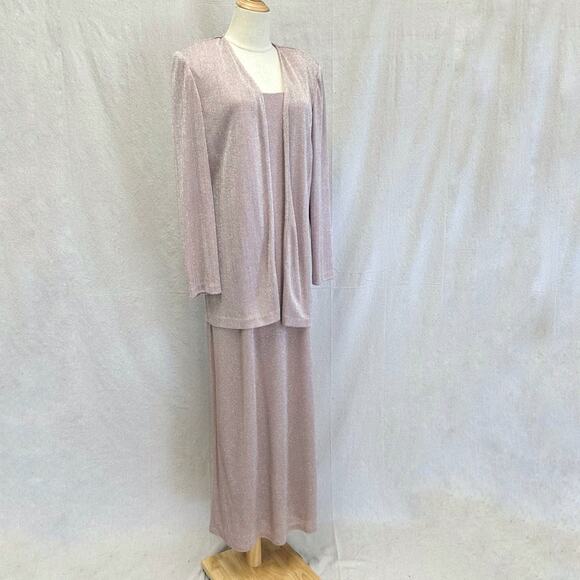 Alex Evenings formal metallic maxi sheath slinky dress & open jacket set size 12 - Picture 9 of 15